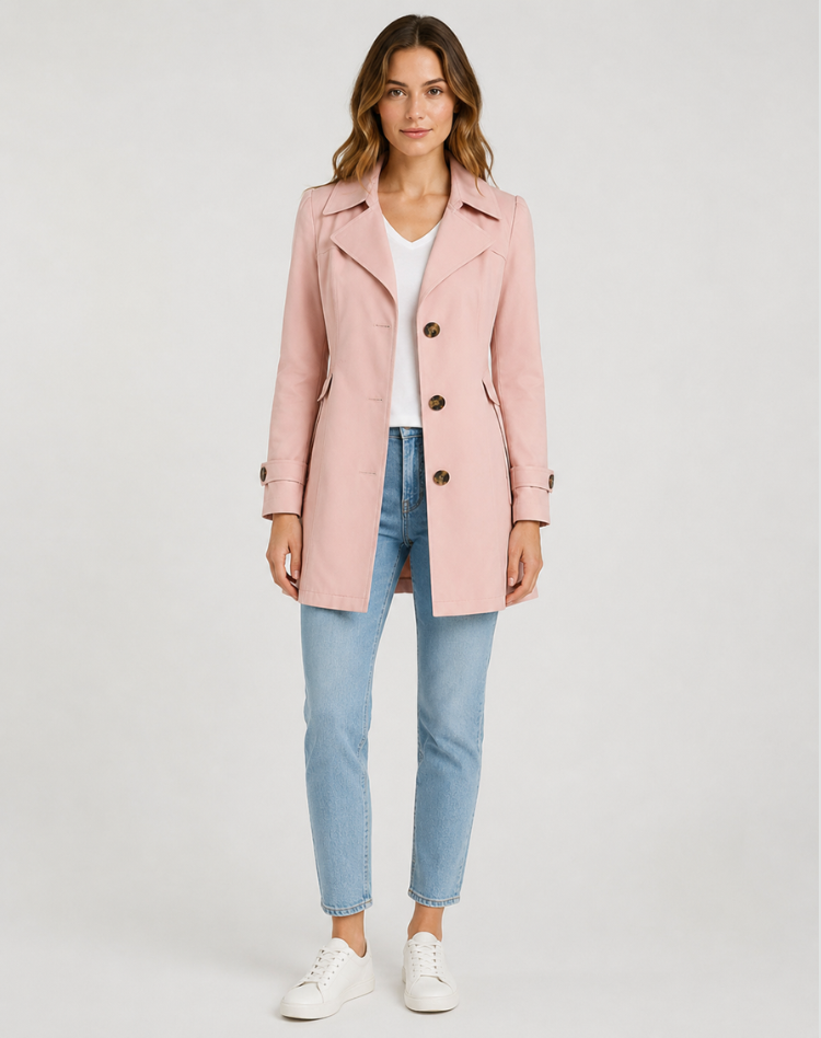 Damen kurzer Trenchcoat mit Reverskragen