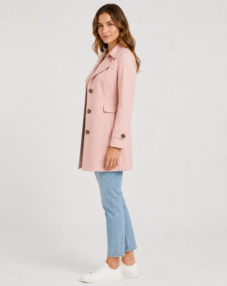 Damen kurzer Trenchcoat mit Reverskragen