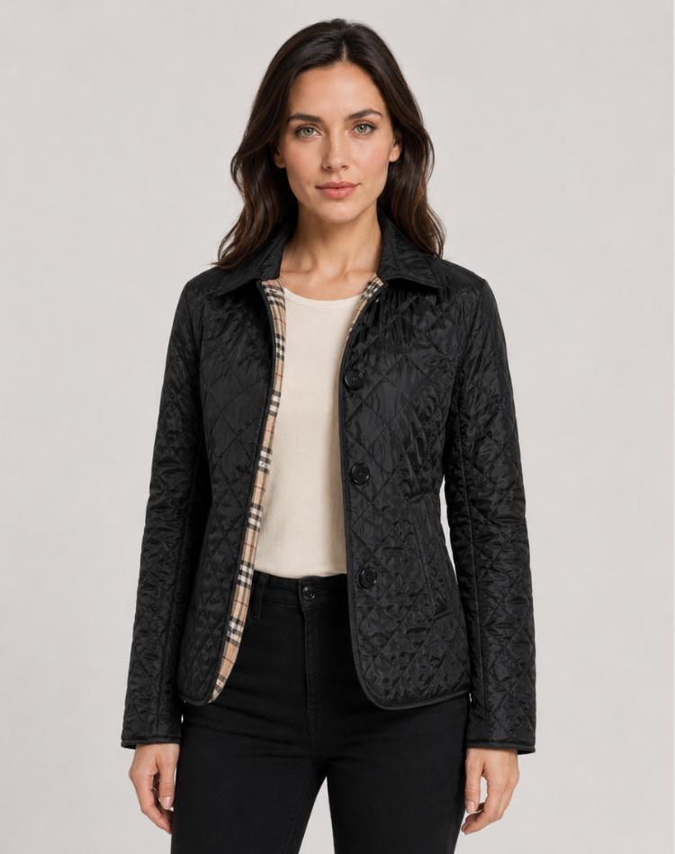 Damen Steppjacke mit Kragen und Knopfverschluss