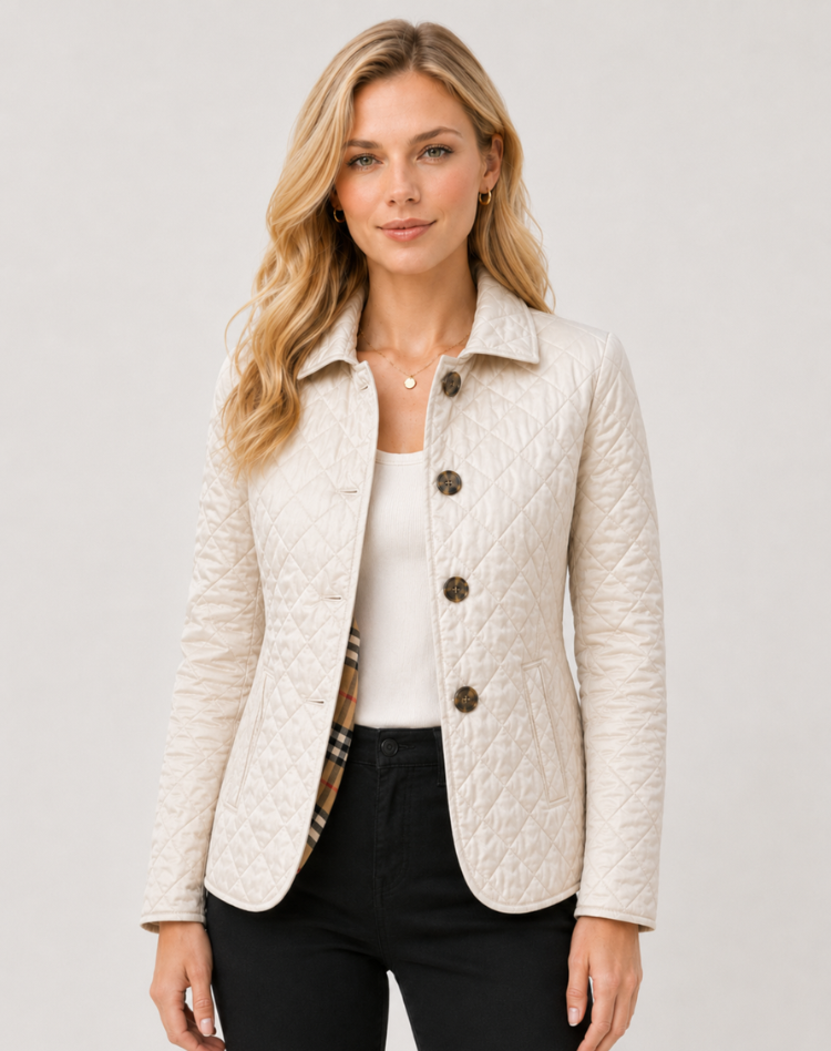 Damen Steppjacke mit Kragen und Knopfverschluss
