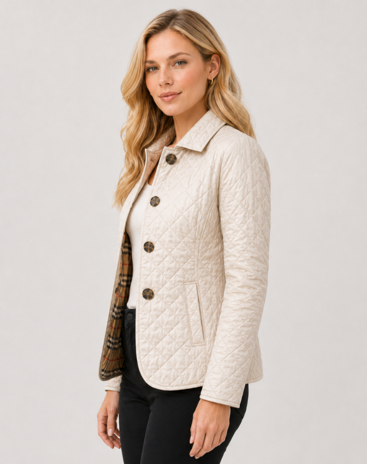 Damen Steppjacke mit Kragen und Knopfverschluss