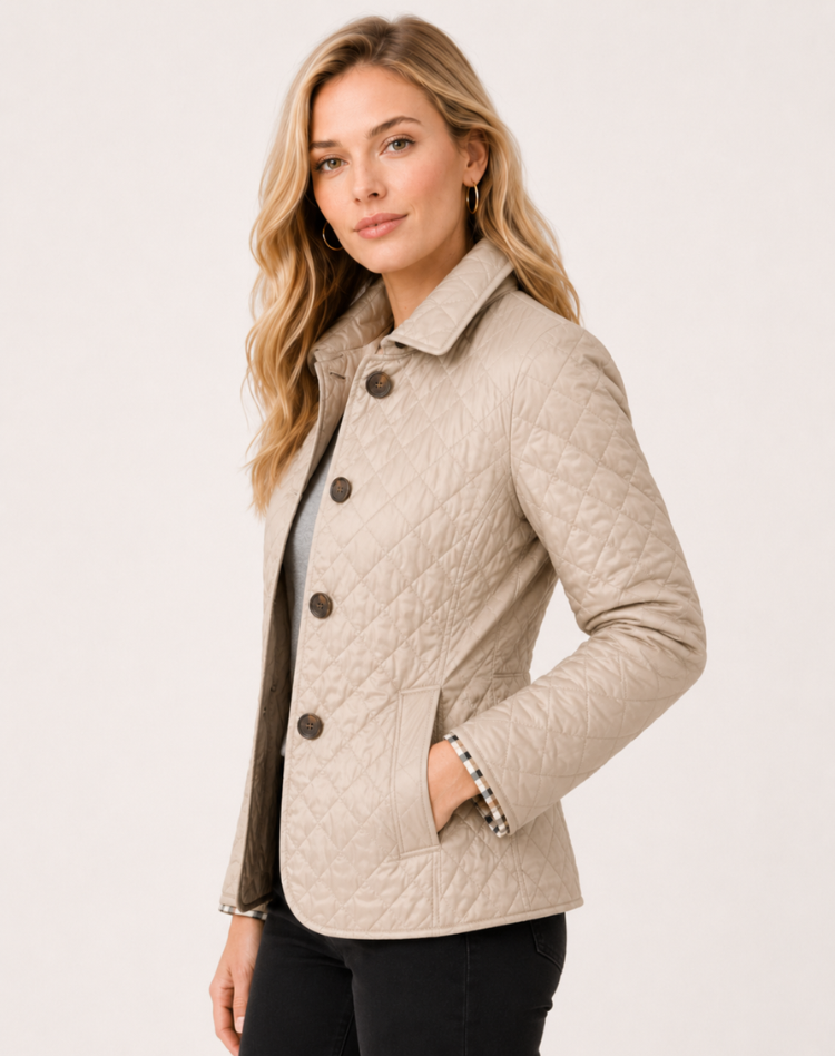 Damen Steppjacke mit Kragen und Knopfverschluss