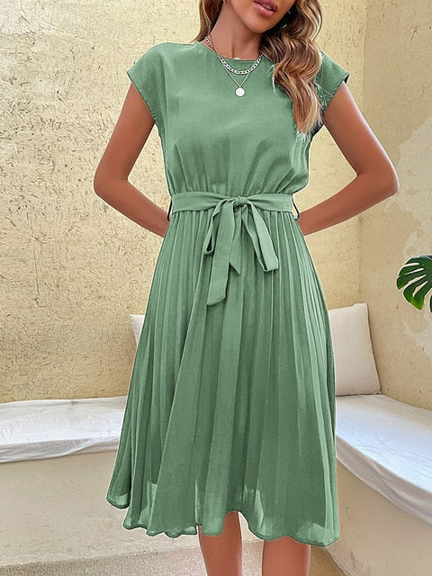 Sophie – Kurzärmeliges plissiertes lässiges Minikleid für den Sommer 2026