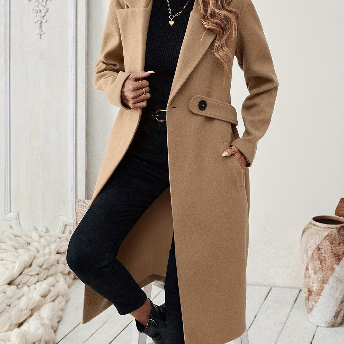 Damen Trenchcoat mit H Silhouette und Taillenband