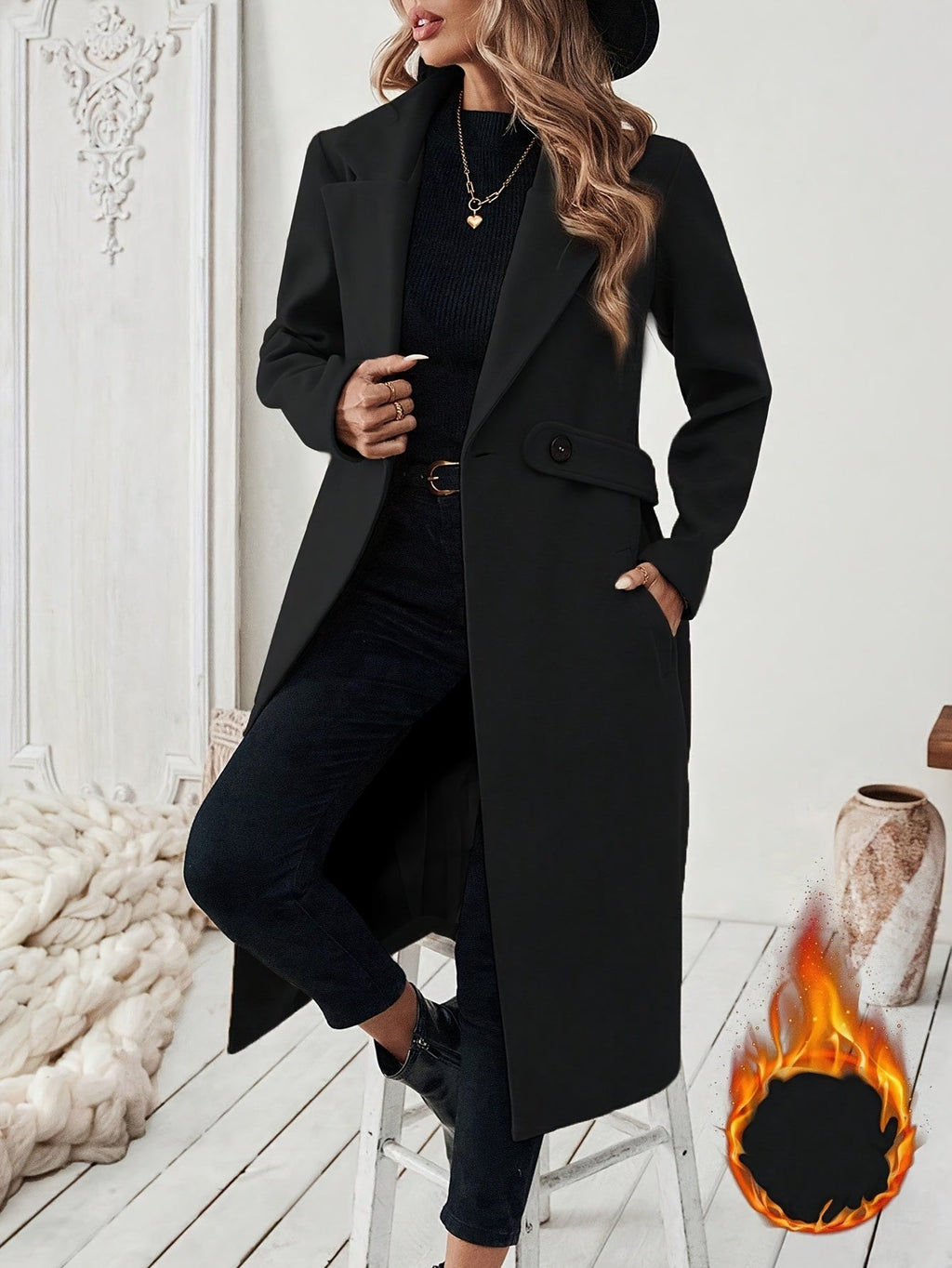 Damen Trenchcoat mit H Silhouette und Taillenband