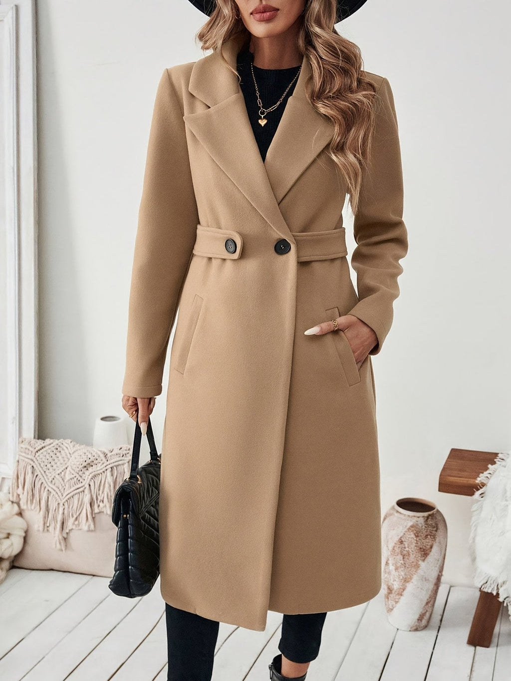 Damen Trenchcoat mit H Silhouette und Taillenband