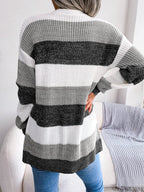 Damen Cardigan mit Farbblock Muster und Taschen