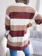 Damen Cardigan mit Farbblock Muster und Taschen
