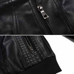 Herren Lederjacke mit Kapuze und Reissverschluss