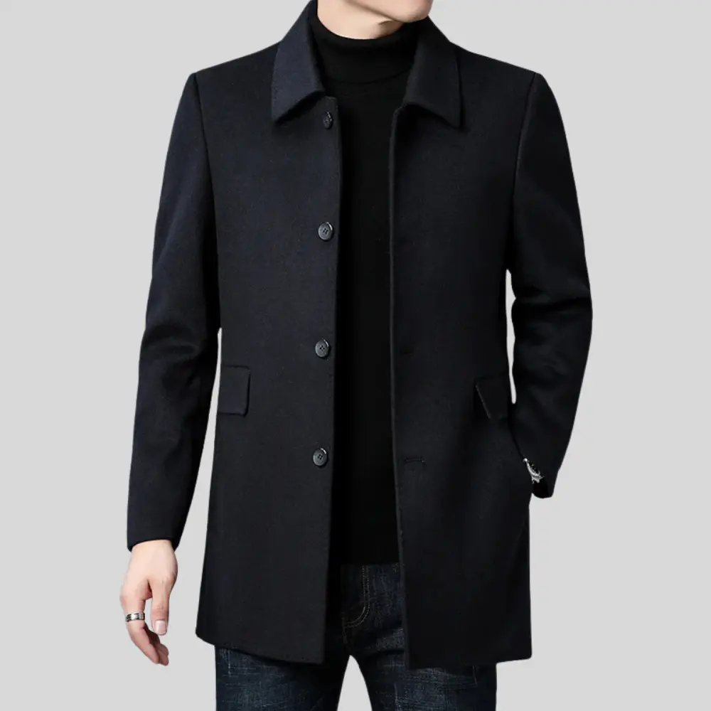 Herren klassischer langer Wollmantel für den Winter