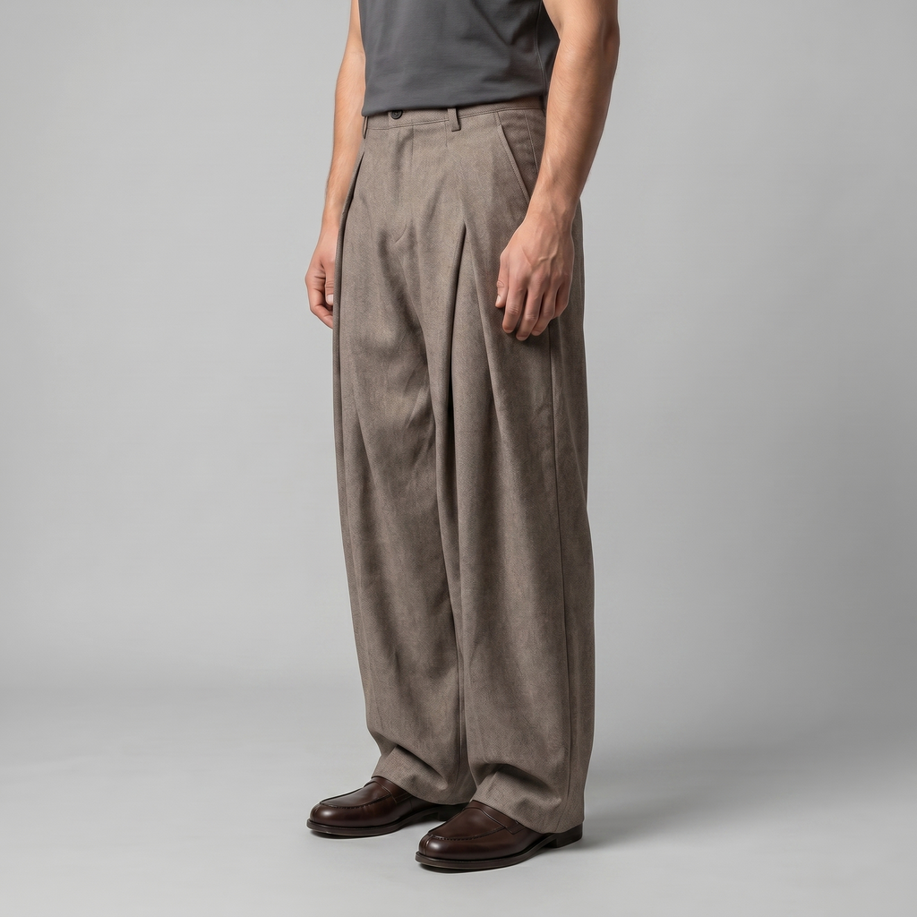 Herren Anzughose mit Bundfalten und weitem Bein