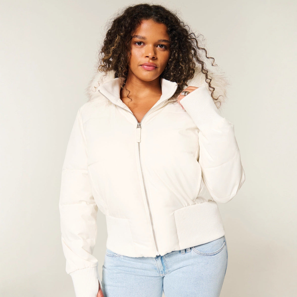 Damen Winter Steppmantel mit abnehmbarer Kapuze