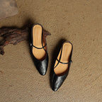 Damen Leder Mary Jane Mules