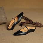 Damen Leder Mary Jane Mules