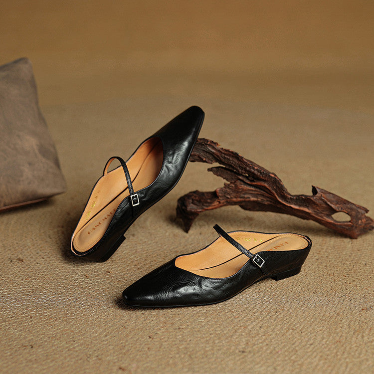 Damen Leder Mary Jane Mules