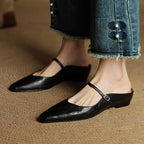 Damen Leder Mary Jane Mules