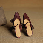 Damen Leder Mary Jane Mules