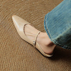 Damen Leder Mary Jane Mules