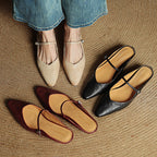 Damen Leder Mary Jane Mules