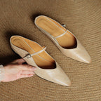 Damen Leder Mary Jane Mules