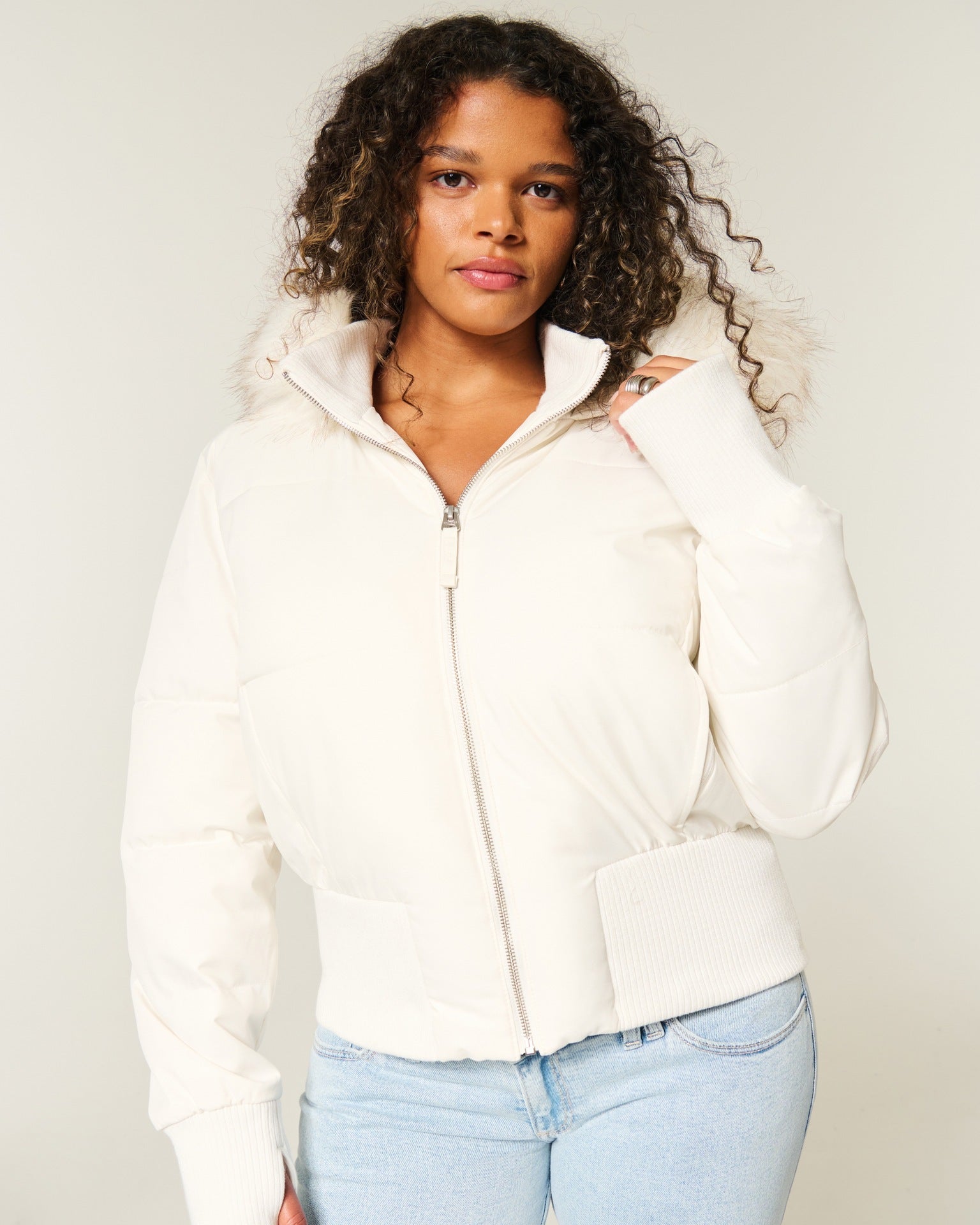 Damen Winter Steppmantel mit abnehmbarer Kapuze