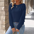 Damen Feinripp Pullover mit Ajour Puffärmeln und Bootsausschnitt