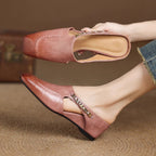 Damen Mules aus Leder mit Zierkette