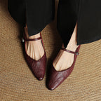 Damen Leder Mary Jane Mules