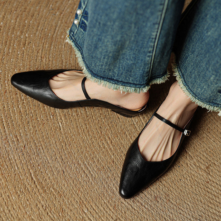 Damen Leder Mary Jane Mules
