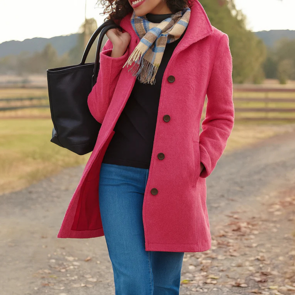 Damen klassischer Wintermantel mit Knopfleiste