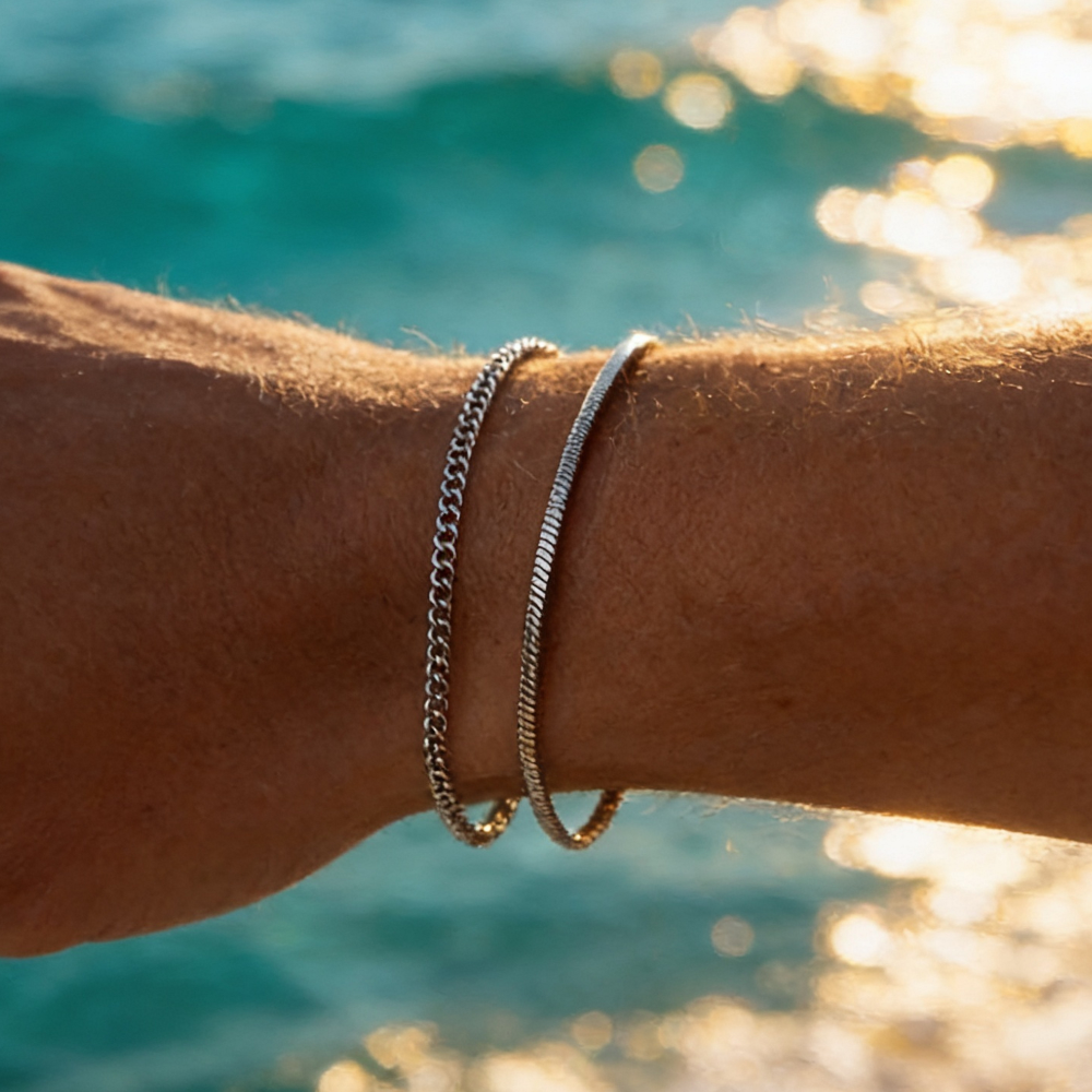 Herren Armband 2er Set aus Edelstahl