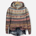 Damen Hoodie mit Ethno Muster im Retro Stil