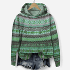 Damen Hoodie mit Ethno Muster im Retro Stil