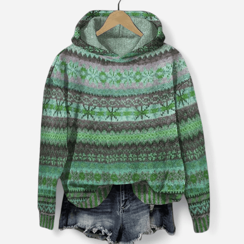 Damen Hoodie mit Ethno Muster im Retro Stil
