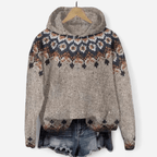 Damen Hoodie mit Ethno Muster im Retro Stil
