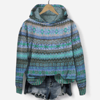 Damen Hoodie mit Ethno Muster im Retro Stil