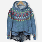 Damen Hoodie mit Ethno Muster im Retro Stil