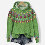Damen Hoodie mit Ethno Muster im Retro Stil