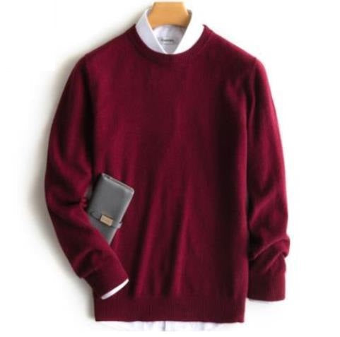 Herren Kaschmir Pullover mit Rundhals und V Ausschnitt