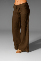 Damen weite Leinenhose mit Kordelzug für den Sommer