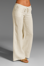 Damen weite Leinenhose mit Kordelzug für den Sommer