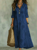 Damen Maxikleid mit Blumenstickerei