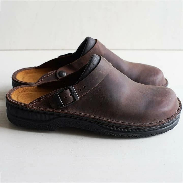 Orion Damen Leder Clogs mit orthopädischer Sohle