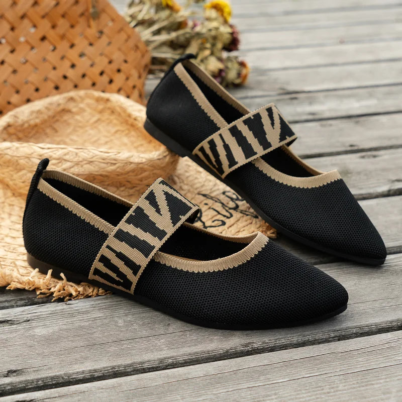 Damen Ballerinas mit Gummizug-Riemen