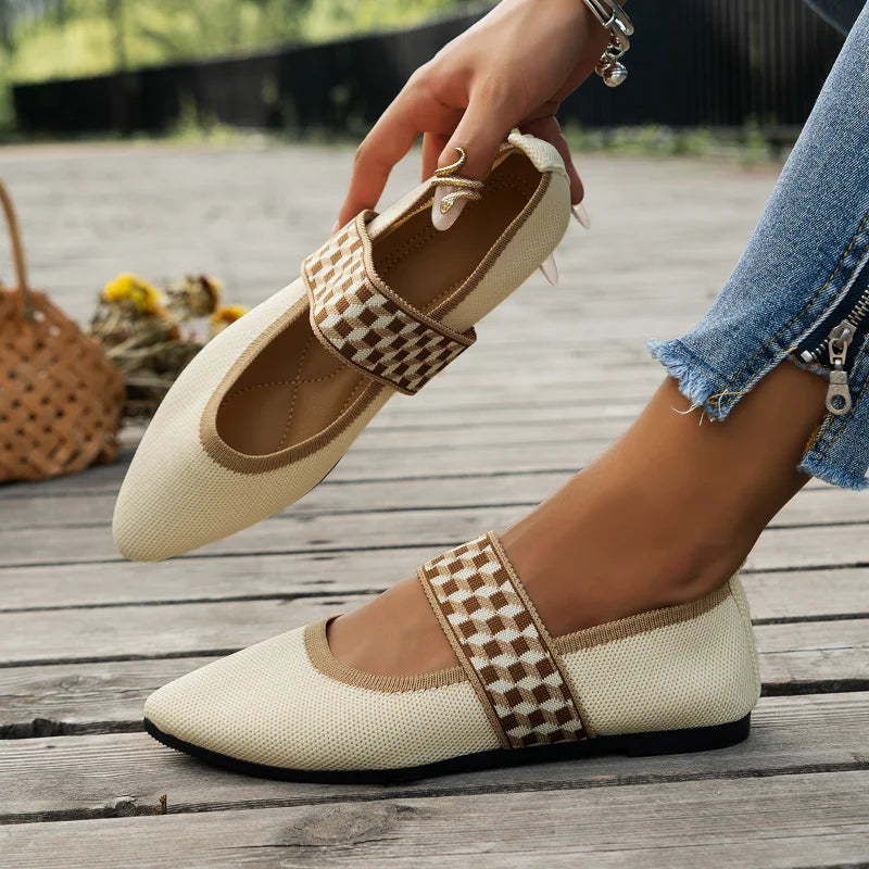 Damen Ballerinas mit Gummizug-Riemen