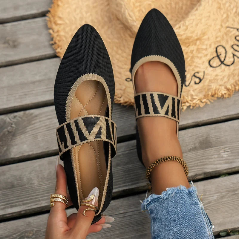 Damen Ballerinas mit Gummizug-Riemen