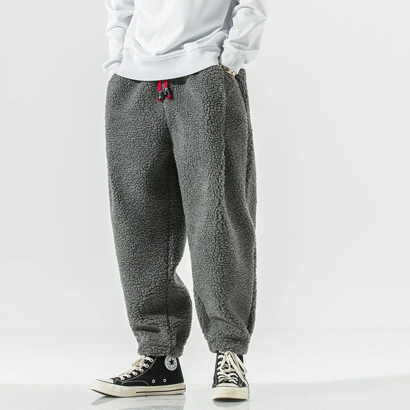 Herren kuschelige Fleece Jogginghose mit elastischem Bund