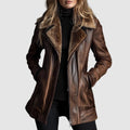 Damen Lederjacke mit Fellkragen