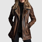 Damen Lederjacke mit Fellkragen