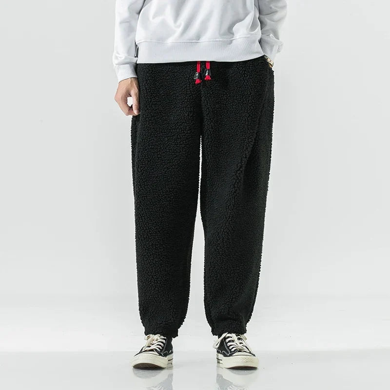 Herren kuschelige Fleece Jogginghose mit elastischem Bund